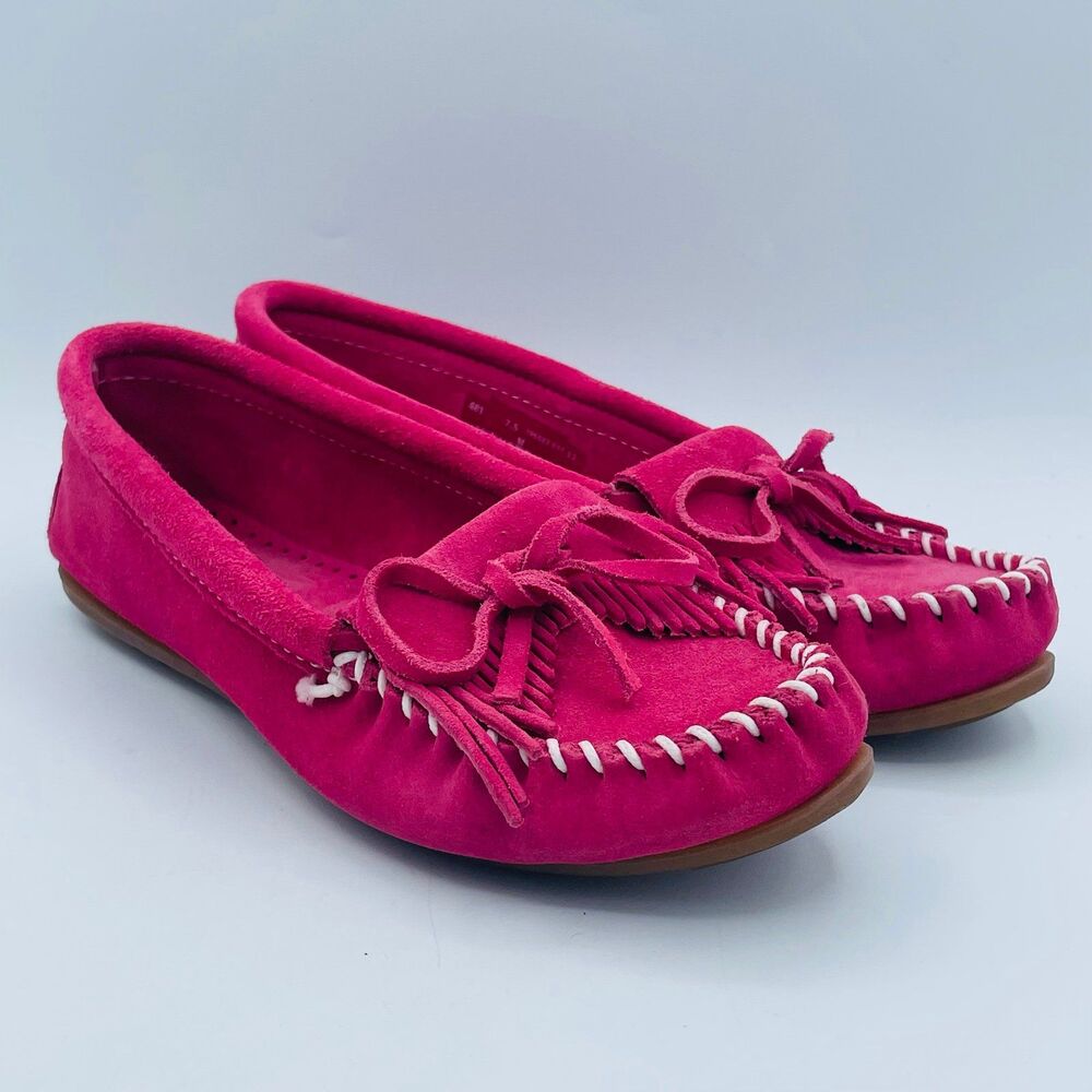 401 90s Minnetonka Suede Raspberry Pink Size 7.5 Slip On Flat Shoes